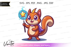 Magical squirrel with wand vector clipart Product Image 1