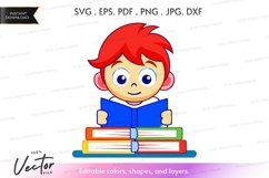 Reading boy vector clipart Product Image 1