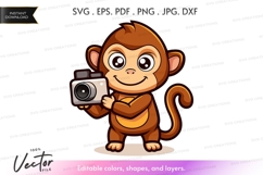 Cute monkey with camera - vector clipart Product Image 1