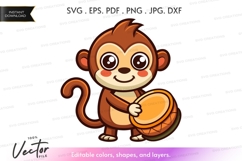 Joyful monkey playing drum Product Image 1