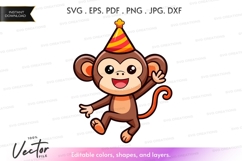 Celebrating monkey clipart Product Image 1
