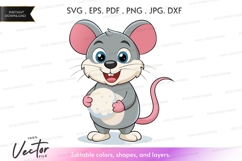 Happy mouse with donut - vector clipart Product Image 1