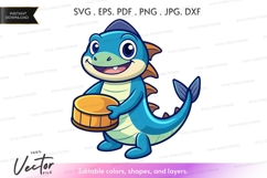 Cartoon dragon playing drum Product Image 1