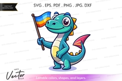Cartoon dragon holding ukrainian flag Product Image 1