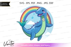 Happy dinosaur under rainbow Product Image 1