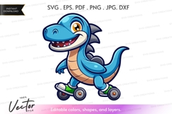 Cartoon dinosaur on roller skates Product Image 1