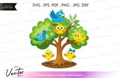 Birds on a tree - vector clipart Product Image 1