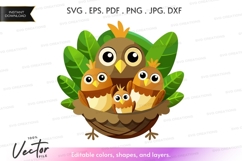 Family of owls in a nest Product Image 1