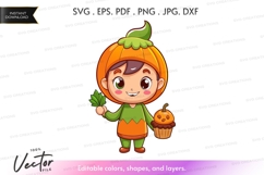 Pumpkin elf holding cupcake Product Image 1