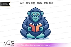 Reading gorilla vector clipart Product Image 1