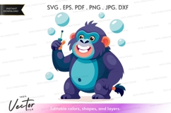 Happy gorilla with bubbles - vector clipart Product Image 1