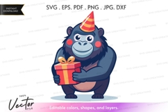 Celebrating gorilla with gift Product Image 1