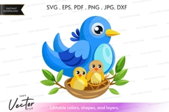 Family of blue birds in a nest Product Image 1