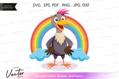 Happy bird under rainbow - vector clipart Product Image 1