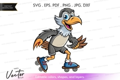 Skating bird vector clipart Product Image 1
