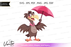 Happy bird with pink umbrella Product Image 1
