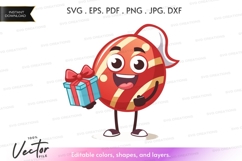 Happy candy character holding gift Product Image 1