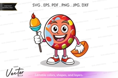 Happy painter character holding brush and palette Product Image 1