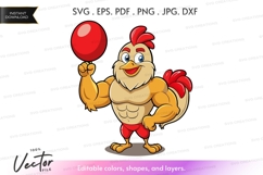 Muscular rooster with balloon Product Image 1