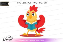 Reading rooster vector clipart Product Image 1