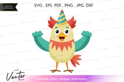 Celebrating chicken vector clipart Product Image 1