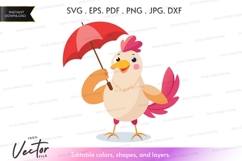 Chicken with umbrella vector clipart Product Image 1