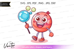 Happy candy character holding lollipop Product Image 1