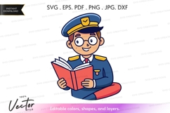 Pilot reading book - vector clipart Product Image 1