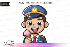 Young pilot enjoying ice cream - vector clipart Product Image 1