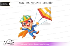 Happy boy flying kite - vector clipart Product Image 1