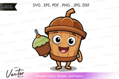 Pumpkin character holding cupcake - vector clipart Product Image 1