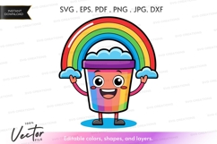 Rainbow character with clouds vector clipart Product Image 1