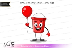 Cheerful bucket with balloon vector clipart Product Image 1