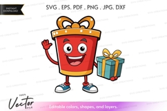 Gift box character vector clipart Product Image 1