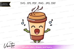 Happy coffee cup vector clipart Product Image 1