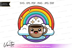 Cute coffee cup under rainbow Product Image 1