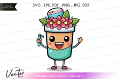 Flower pot character vector clipart Product Image 1