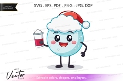 Cheerful snowman with a drink - vector clipart Product Image 1