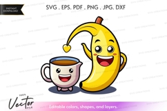 Happy banana pouring coffee Product Image 1