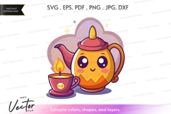 Tea pot and cup vector clipart Product Image 1