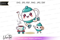 Tea party friends vector clipart Product Image 1