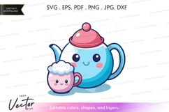 Tea pot and cup vector clipart Product Image 1