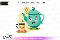 Tea pot and cup vector clipart Product Image 1
