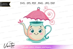Teapot with umbrella vector clipart Product Image 1