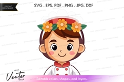 Young girl in traditional dress with flower crown Product Image 1