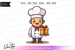 Chef with gift box vector clipart Product Image 1