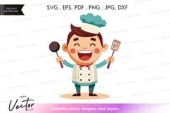 Happy chef with cooking utensils Product Image 1