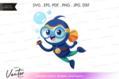 Happy diver with bubbles Product Image 1