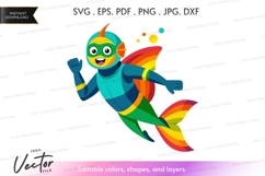Superhero fish vector clipart Product Image 1