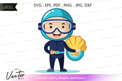 Happy scuba diver with shell Product Image 1